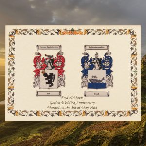 Double Coat of Arms  - A3 Unframed - Inc.Personalised Message, Unique Wedding Gift