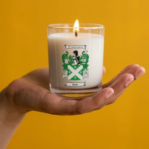 Scented Candle, Personalised with Family Crest / Coat of Arms