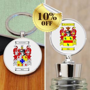 Key Ring and Bottle Stopper Set with Coat of Arms